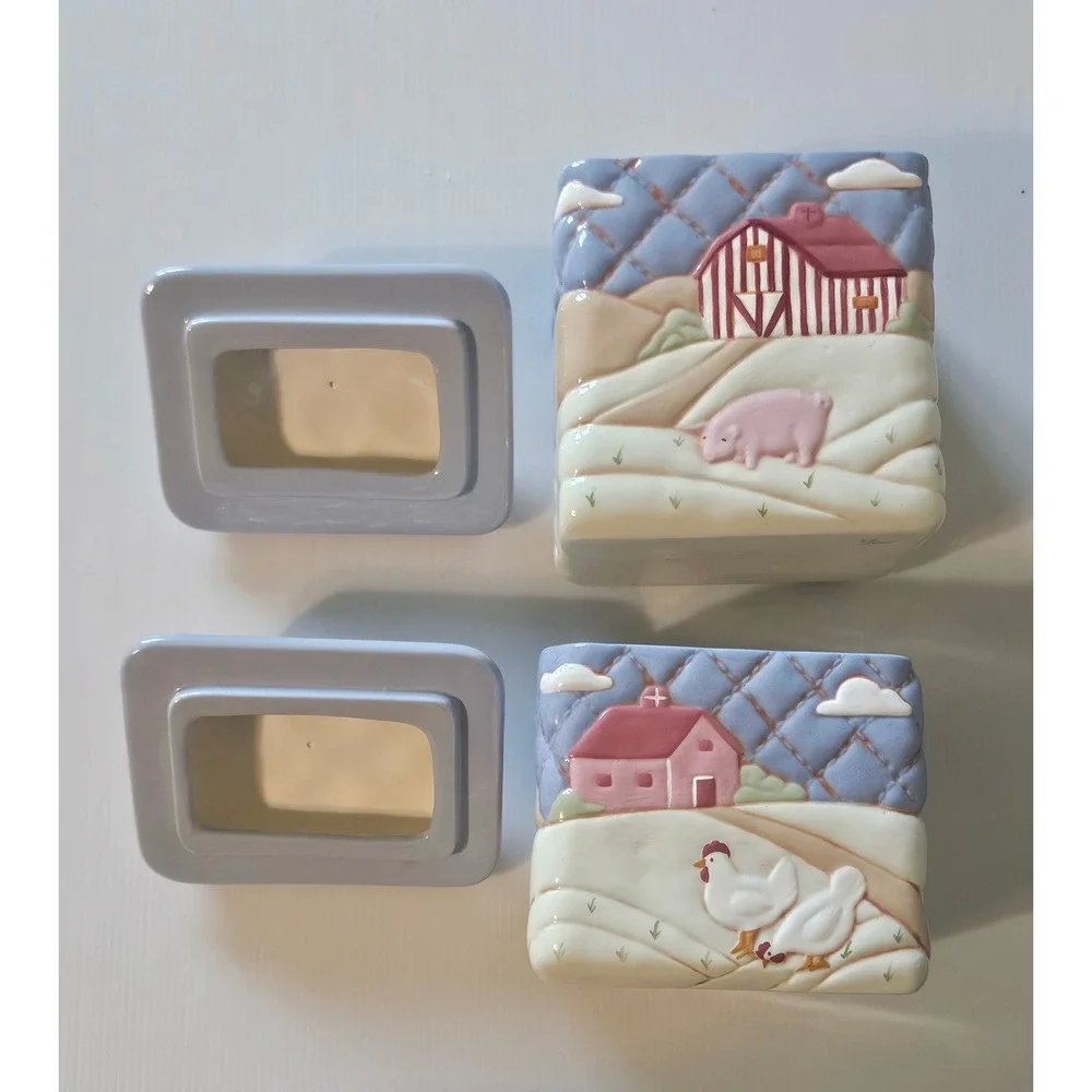 Vintage Farmhouse Chicken-pig House Ceramic Canister – Rustic Country Style